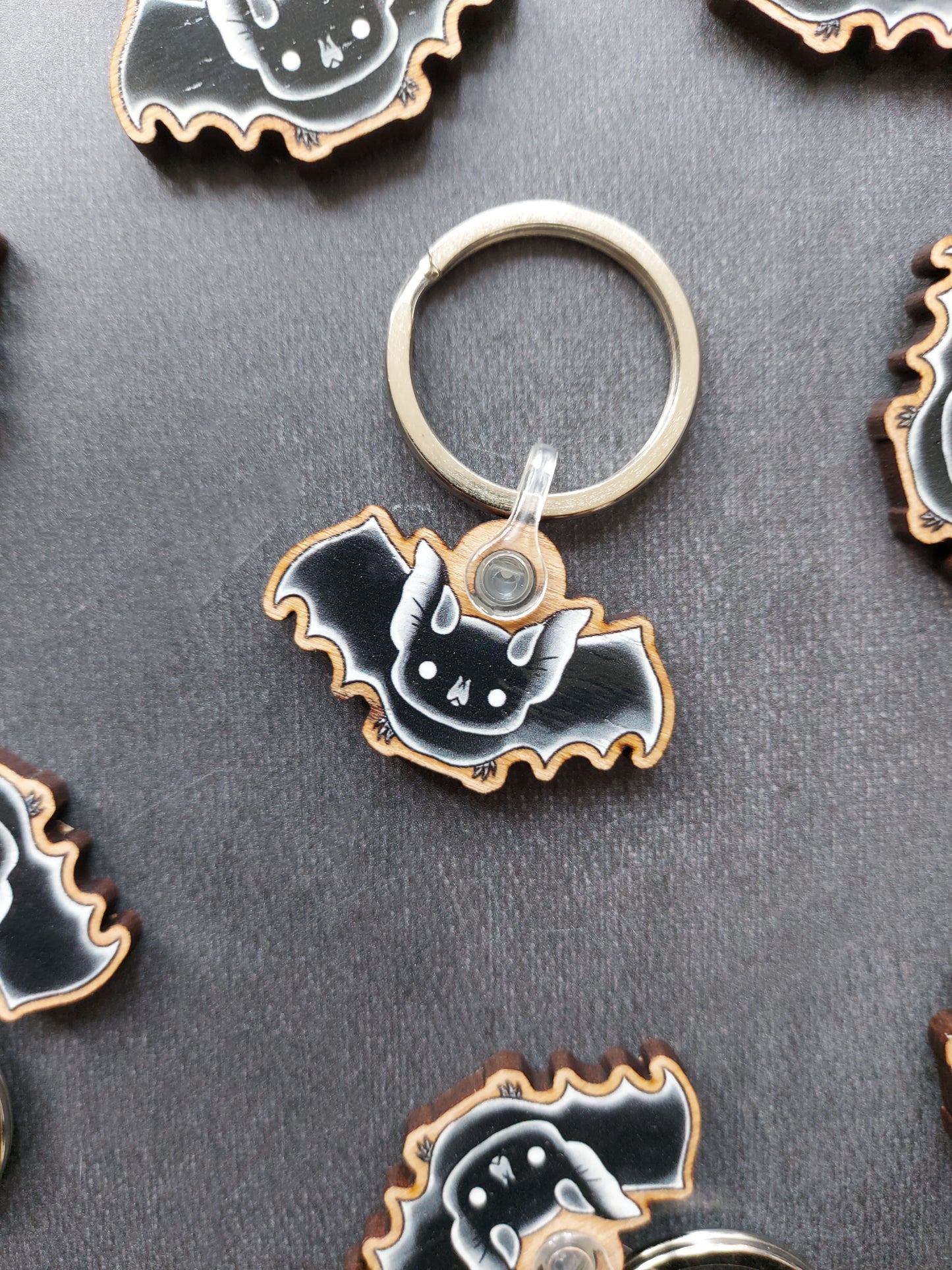 Flying Bat Wooden Keyring
