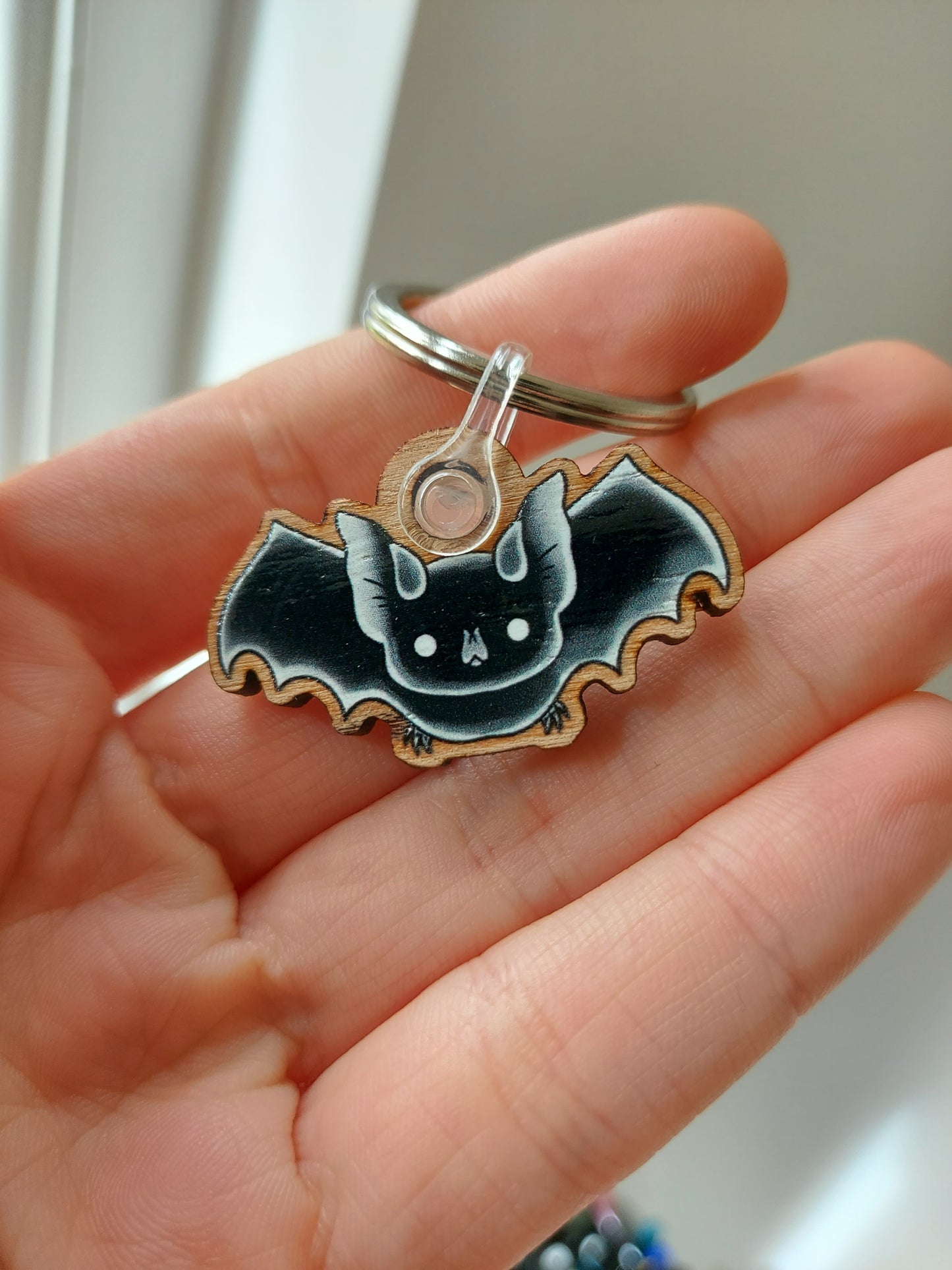 Flying Bat Wooden Keyring