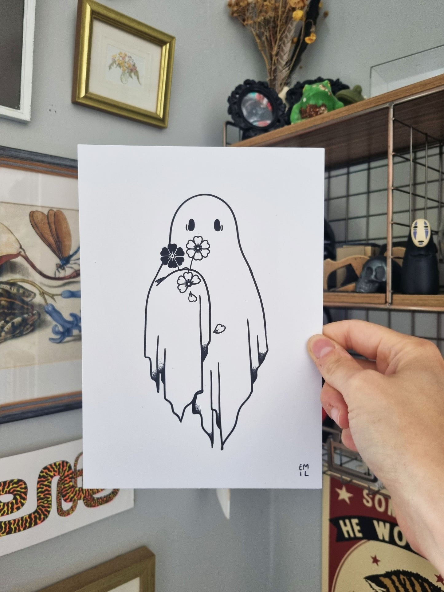 The Ghost and Bouquet A5 Art Print - EmilsDoodles