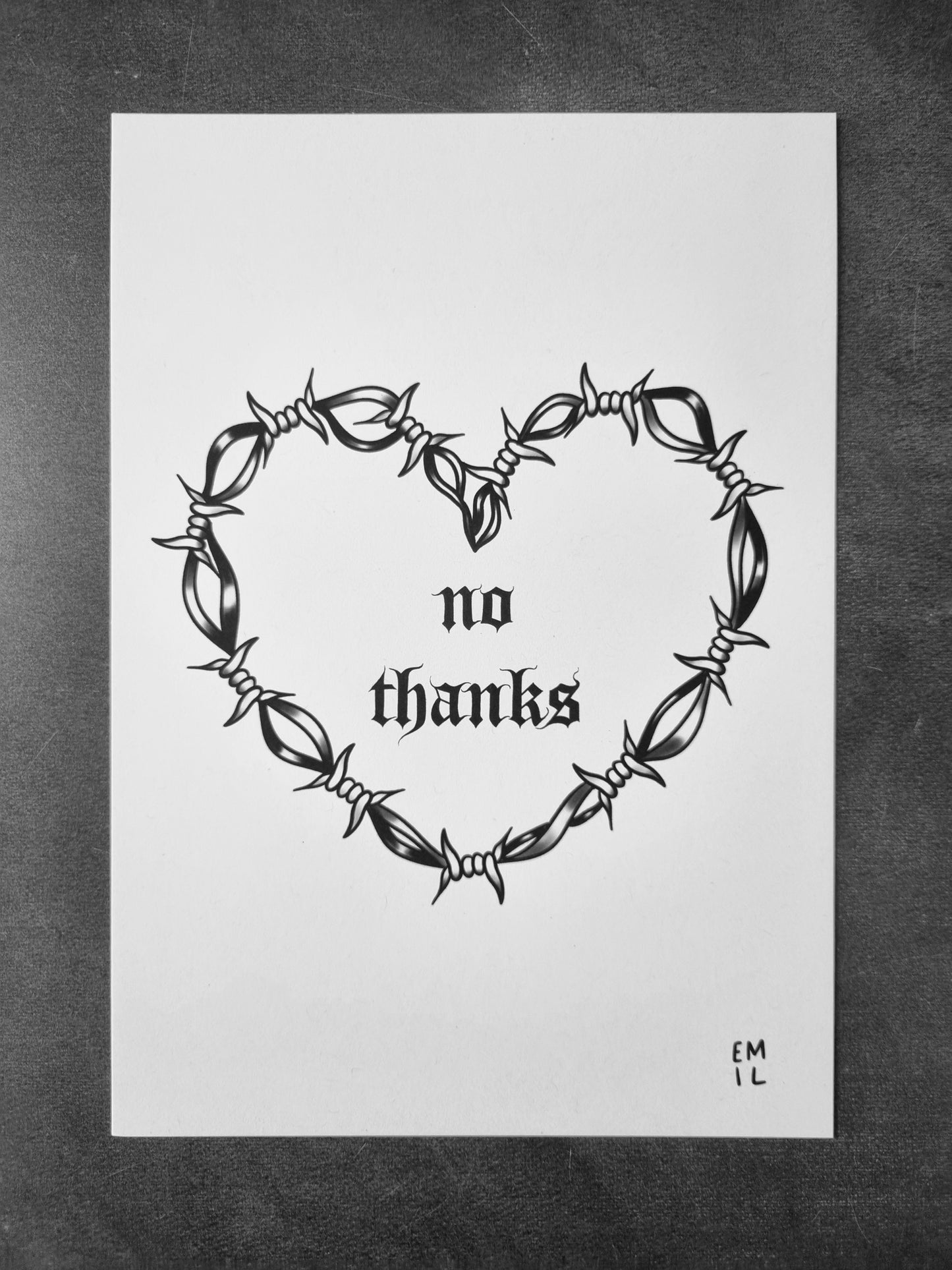 No Thanks • Barbed Wire Heart Print - EmilsDoodles