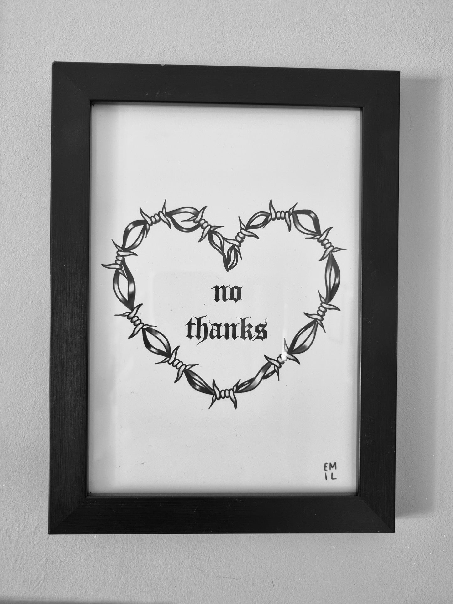 No Thanks • Barbed Wire Heart Print - EmilsDoodles