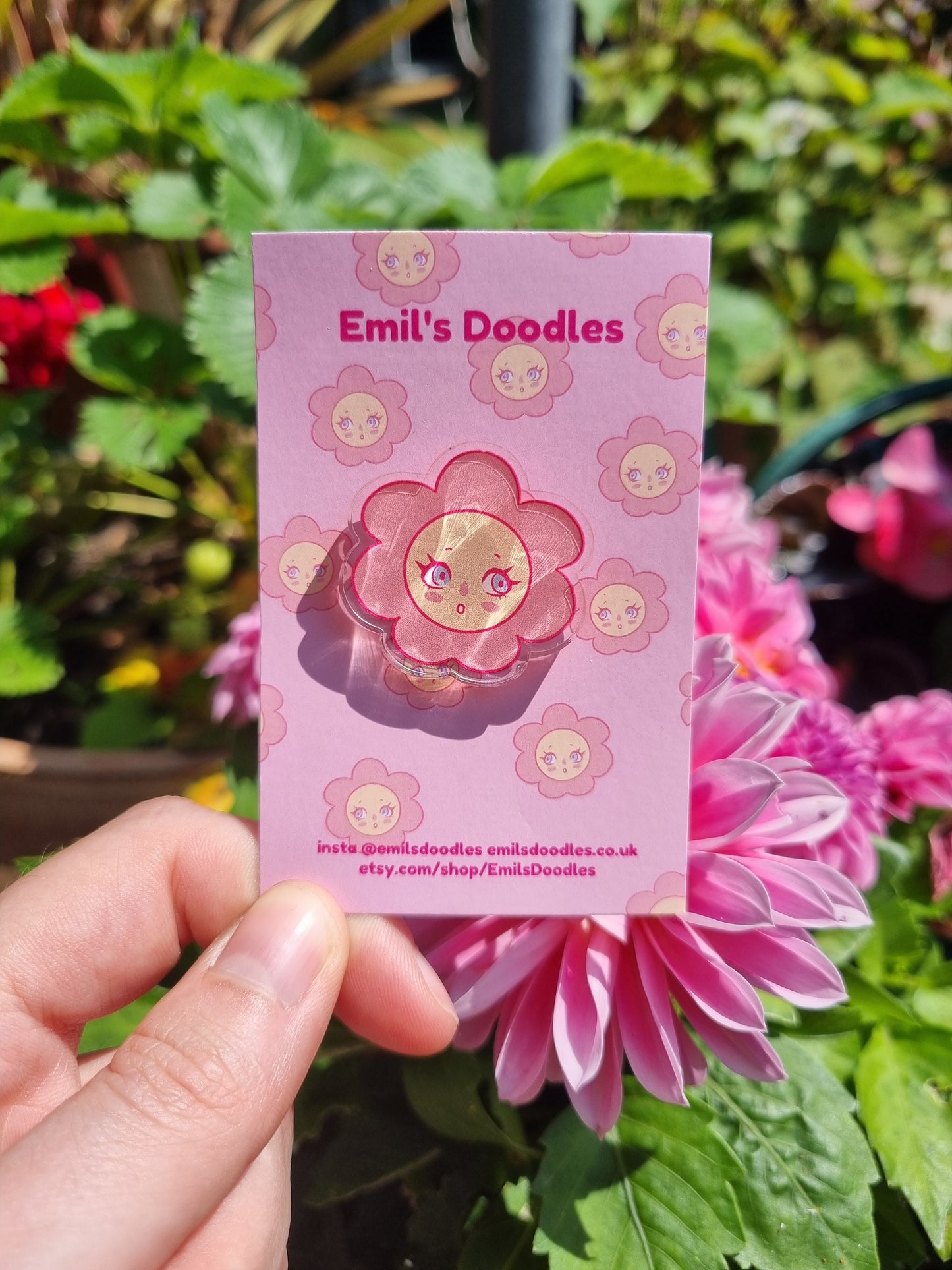 Amidst The Flowers | Acrylic Pin - EmilsDoodles