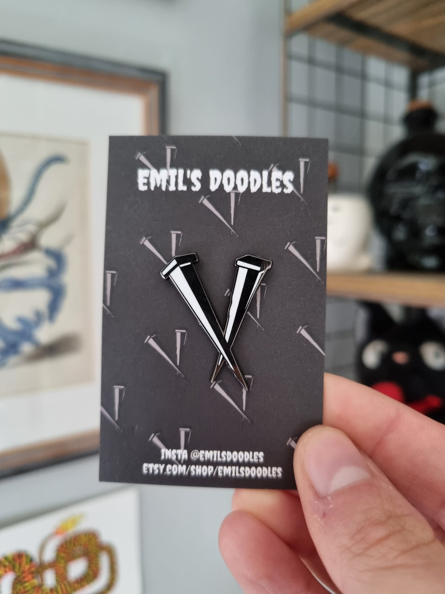 Coffin Nail Enamel Pin - EmilsDoodles