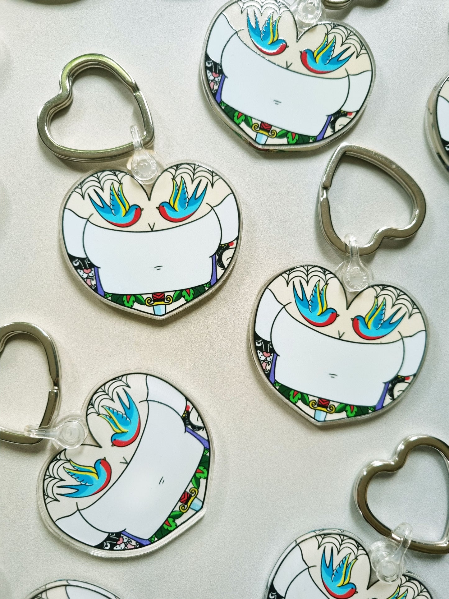The Tattooed Heart Keyring - EmilsDoodles