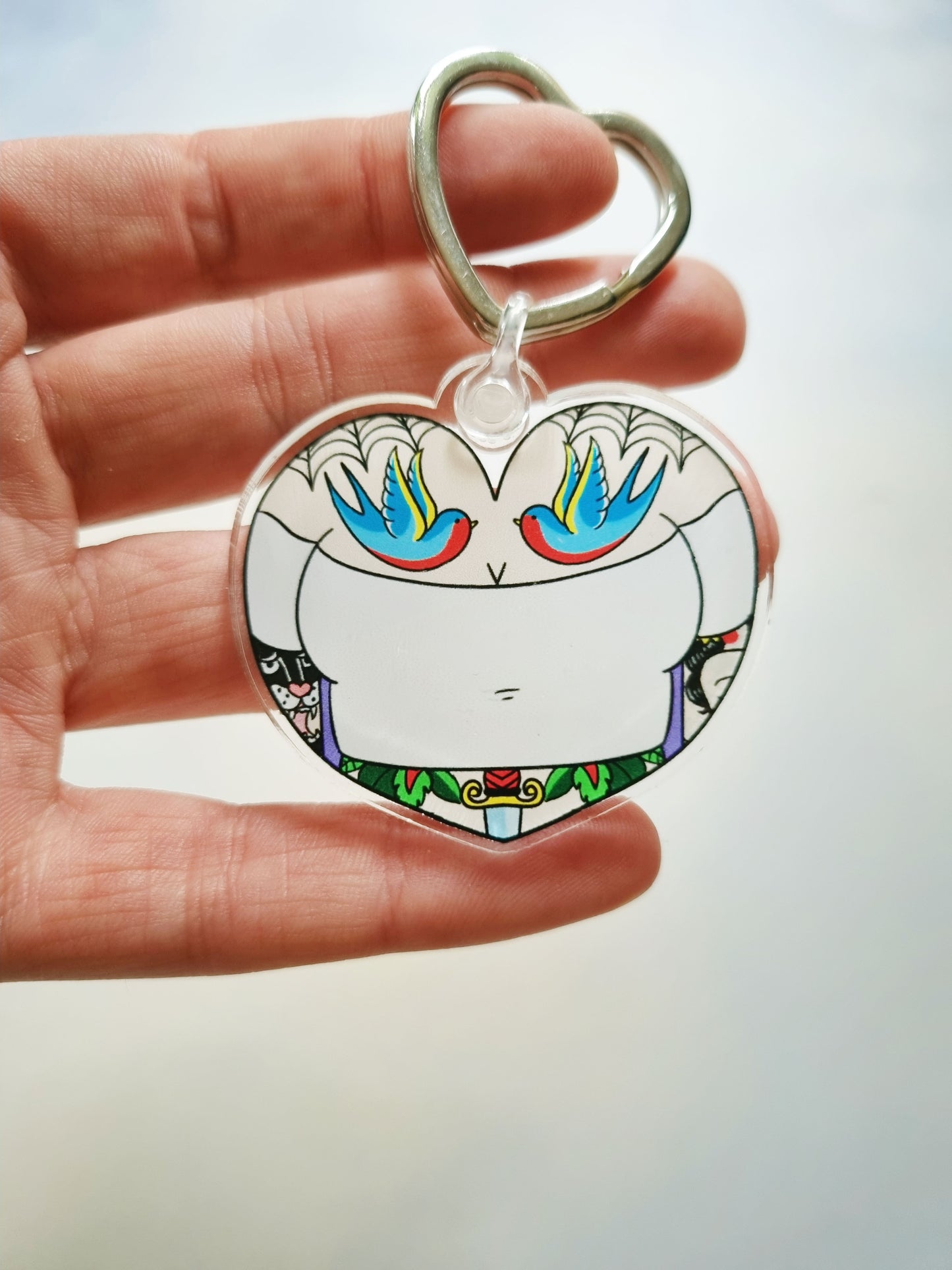 The Tattooed Heart Keyring - EmilsDoodles