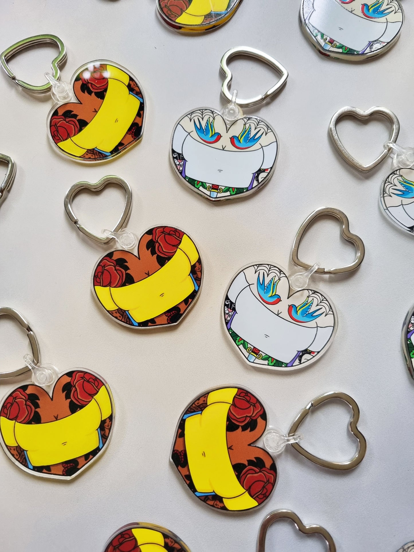 The Tattooed Heart Keyring - EmilsDoodles