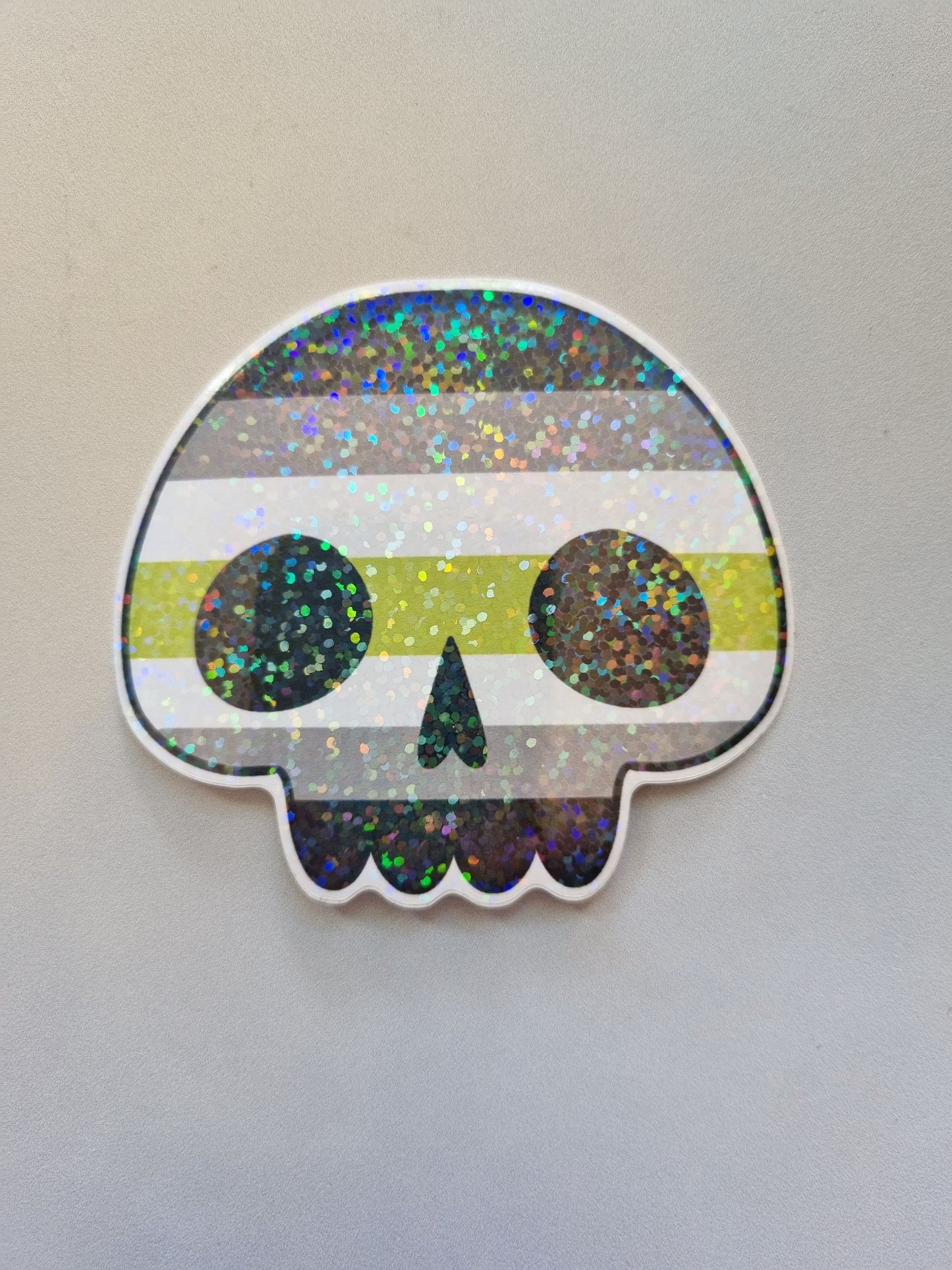 Non-binary Pride Flag Skull Stickers - EmilsDoodles