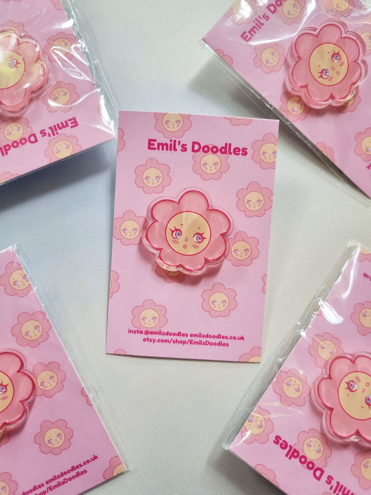 Amidst The Flowers | Acrylic Pin - EmilsDoodles