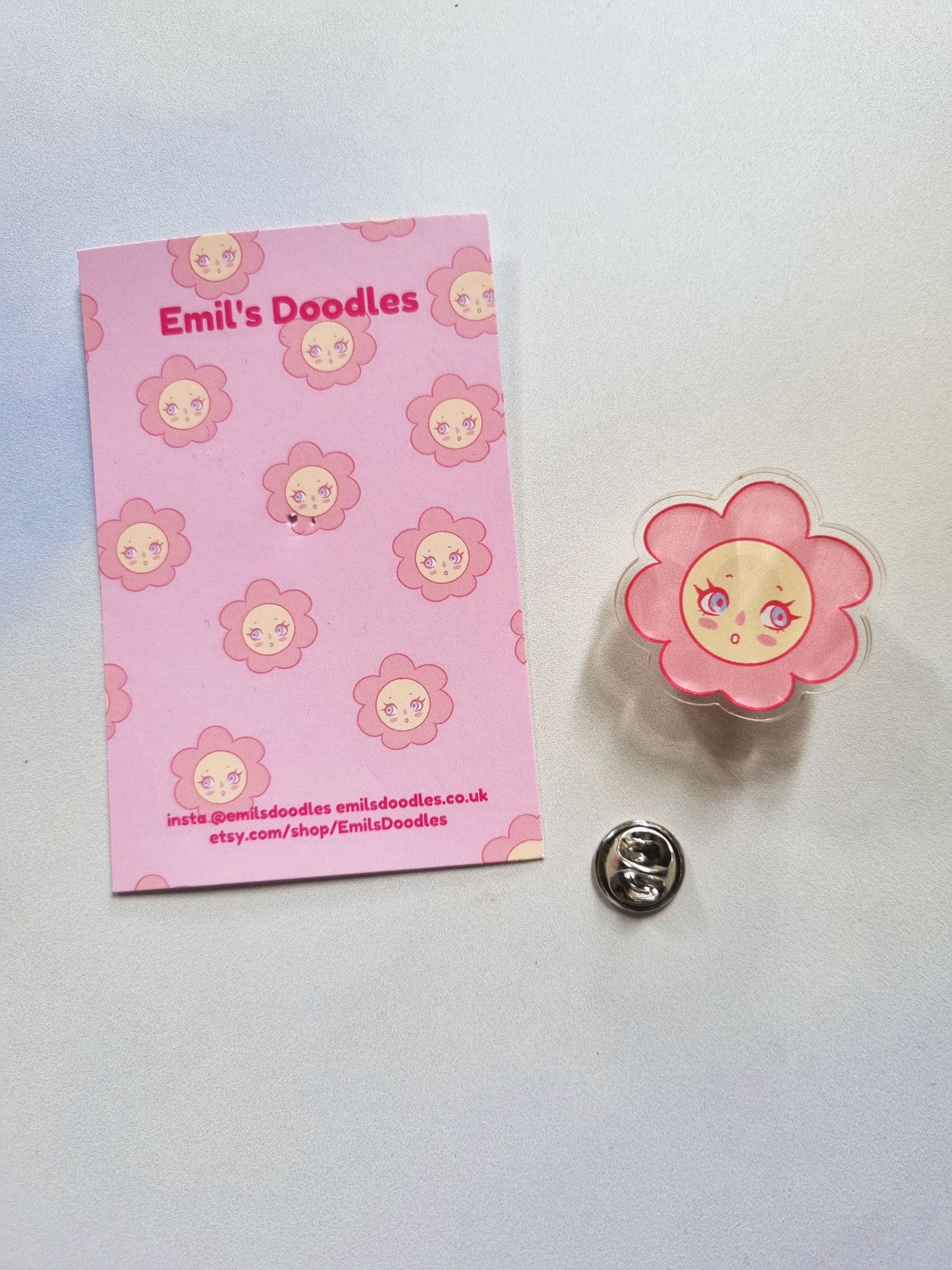 Amidst The Flowers | Acrylic Pin - EmilsDoodles