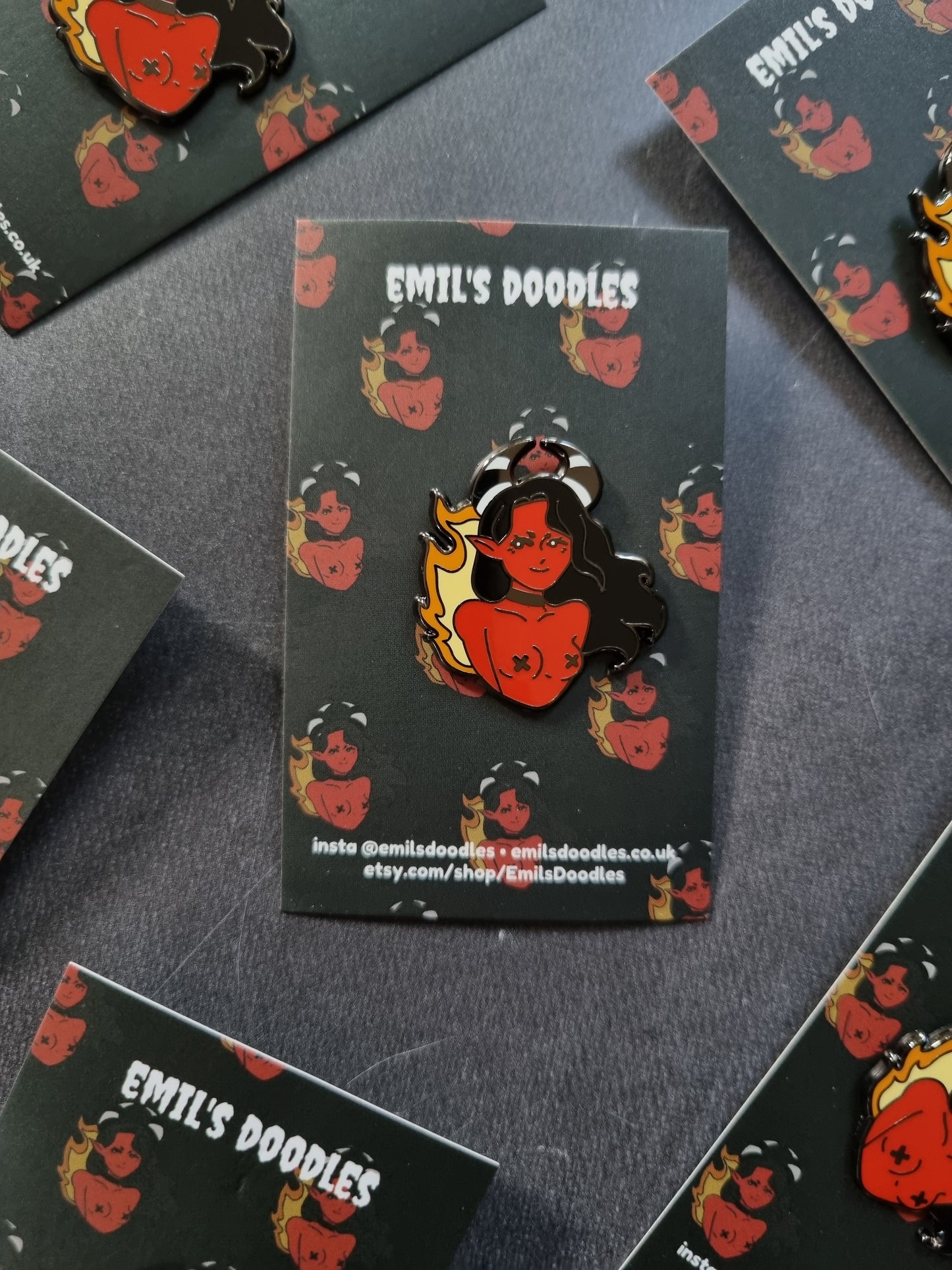 The Demon 30mm Hard Enamel Pin - EmilsDoodles