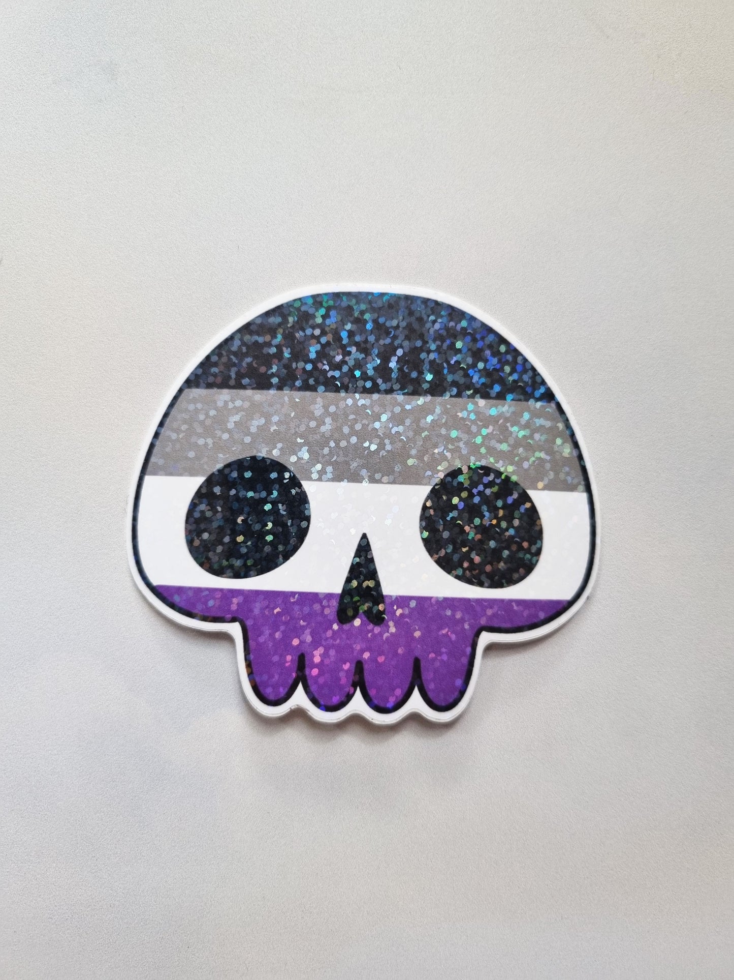 Asexual Demisexual Aromantic Skull Pride Sticker - EmilsDoodles
