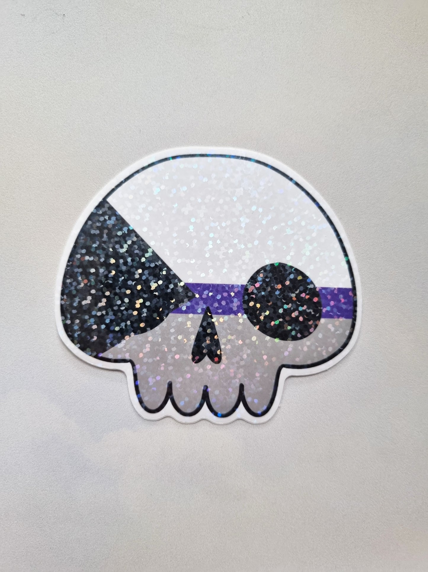 Asexual Demisexual Aromantic Skull Pride Sticker - EmilsDoodles