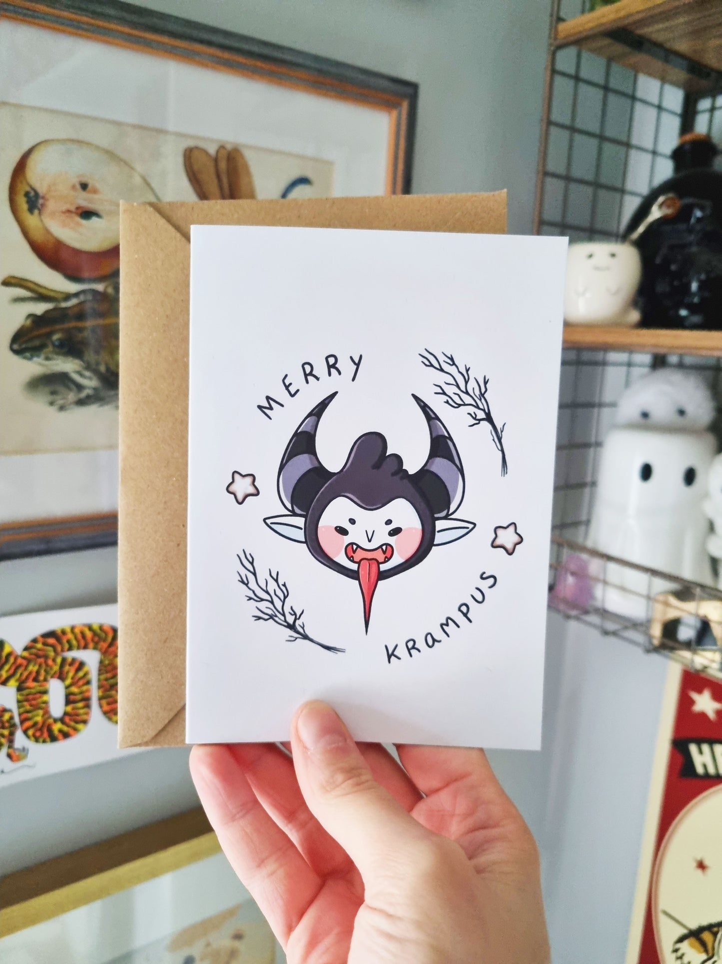 Merry Krampus Spooky Christmas Card - EmilsDoodles