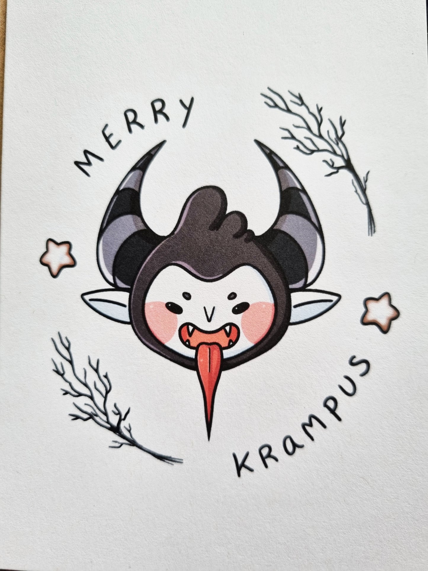 Merry Krampus Spooky Christmas Card - EmilsDoodles