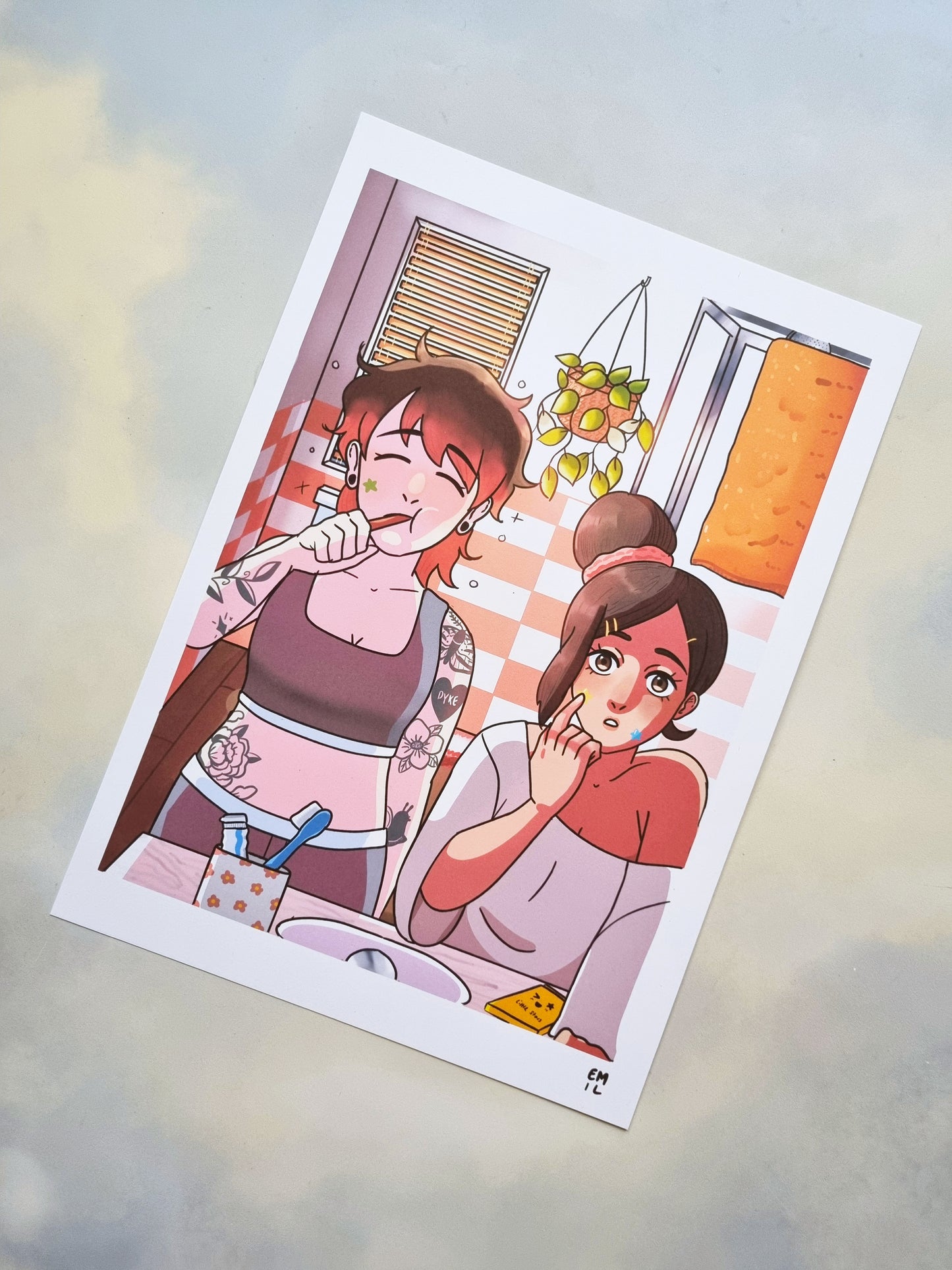 Dyke-y Morning Routine Art Print