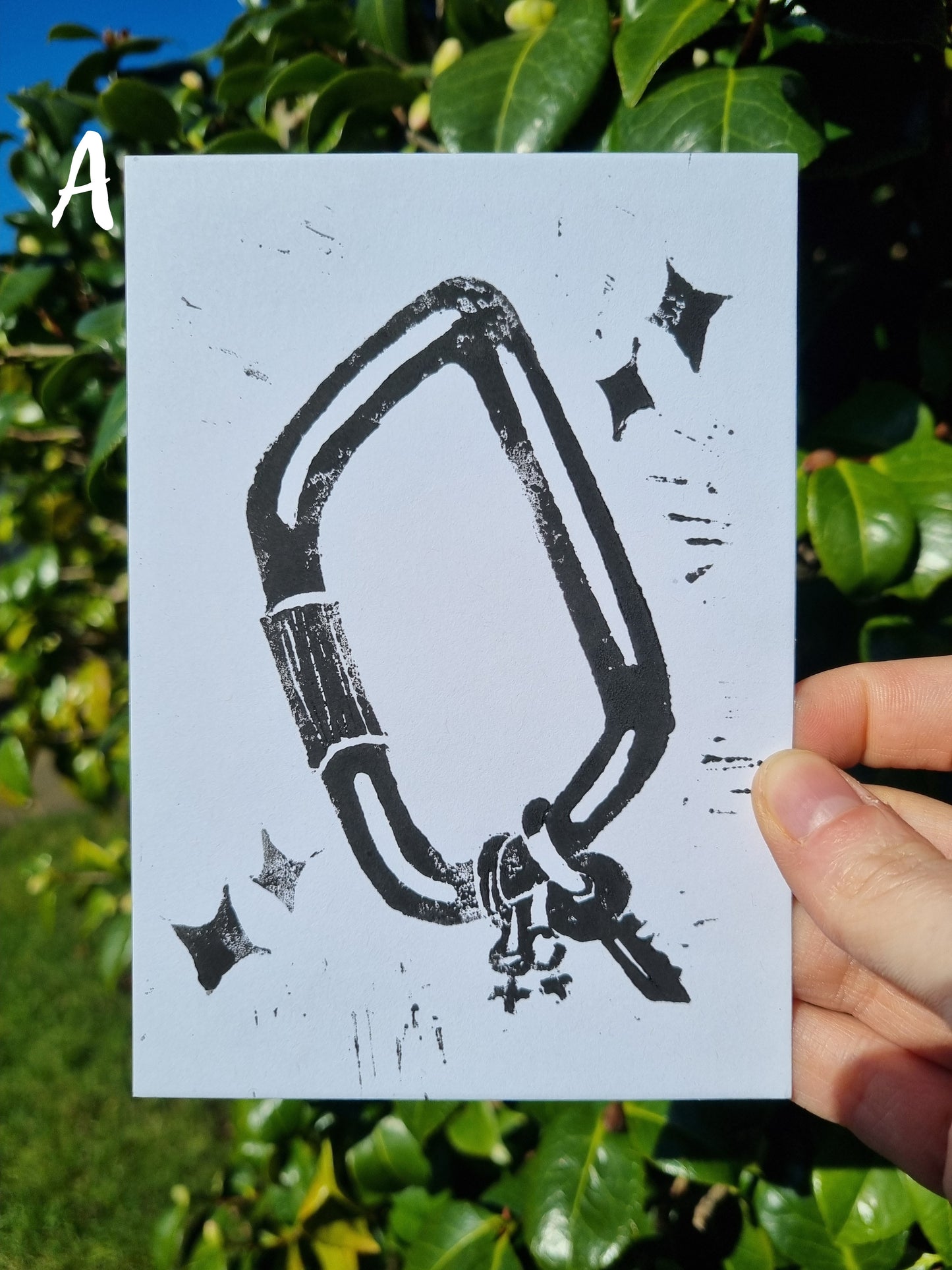 Carabiner A6 Lino Print