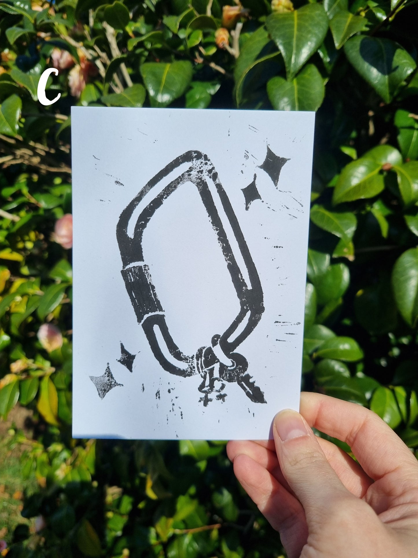 Carabiner A6 Lino Print