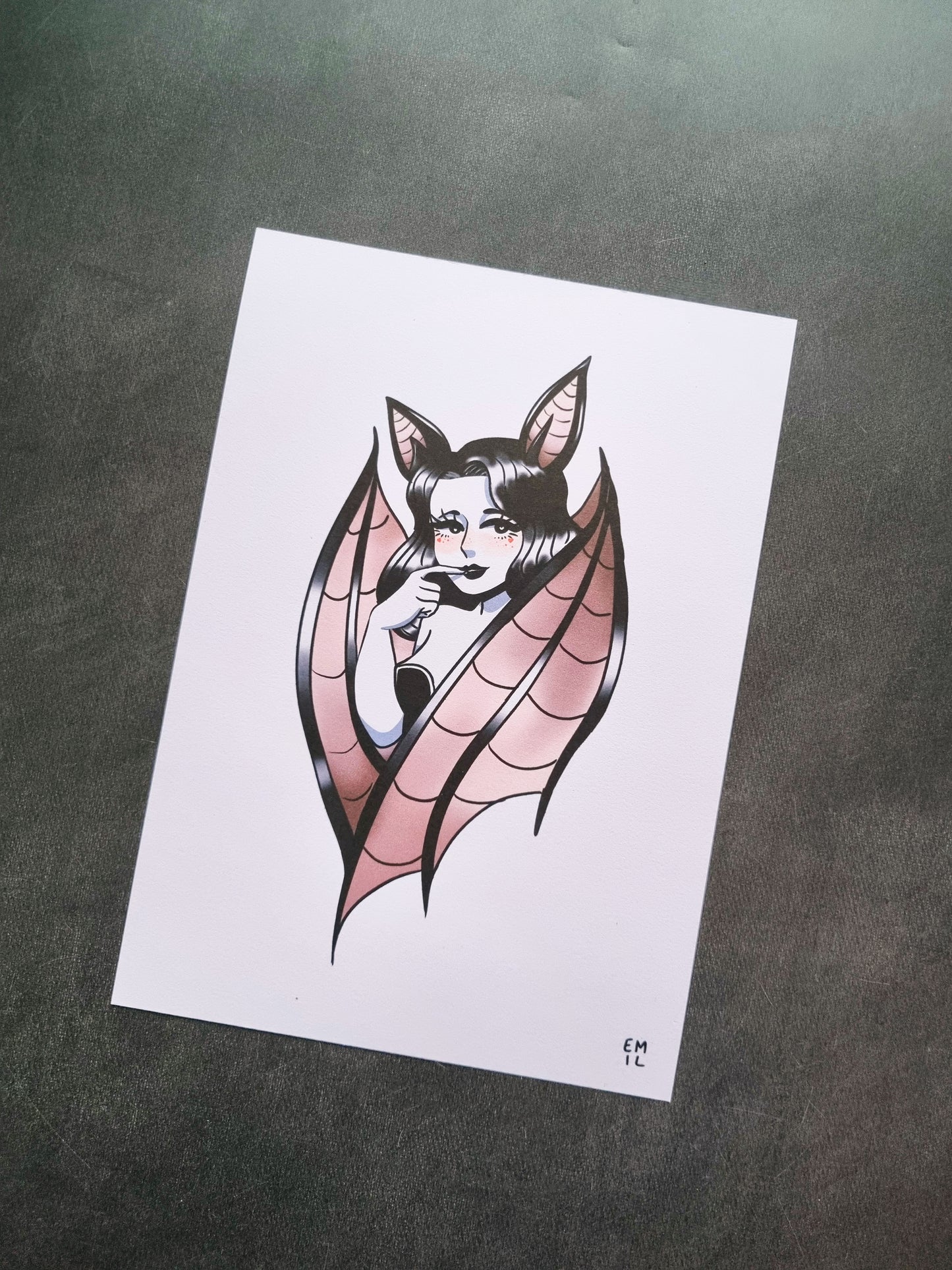 Trad Tattoo Inspired Bat Woman Print
