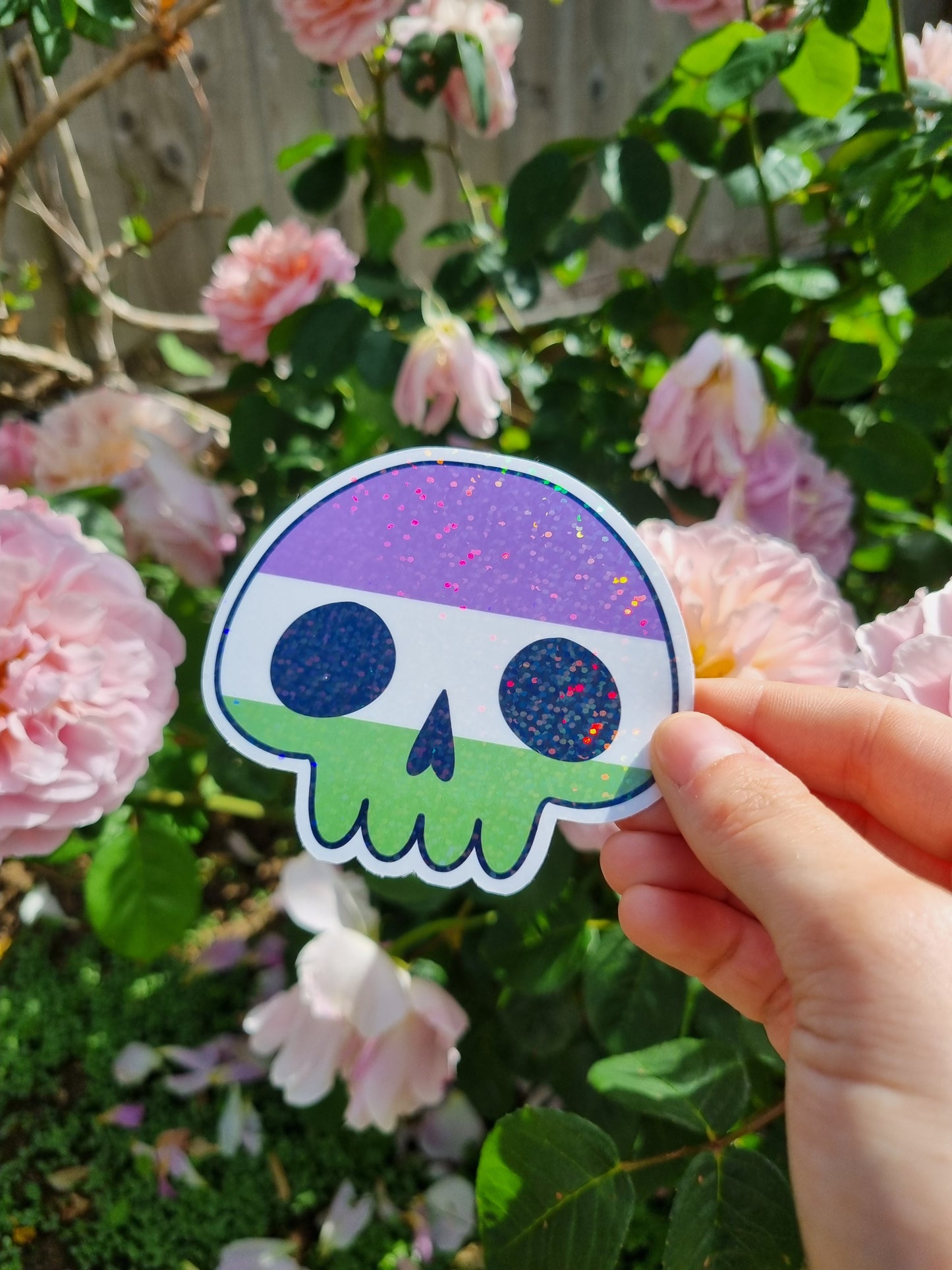 Non-binary Pride Flag Skull Stickers