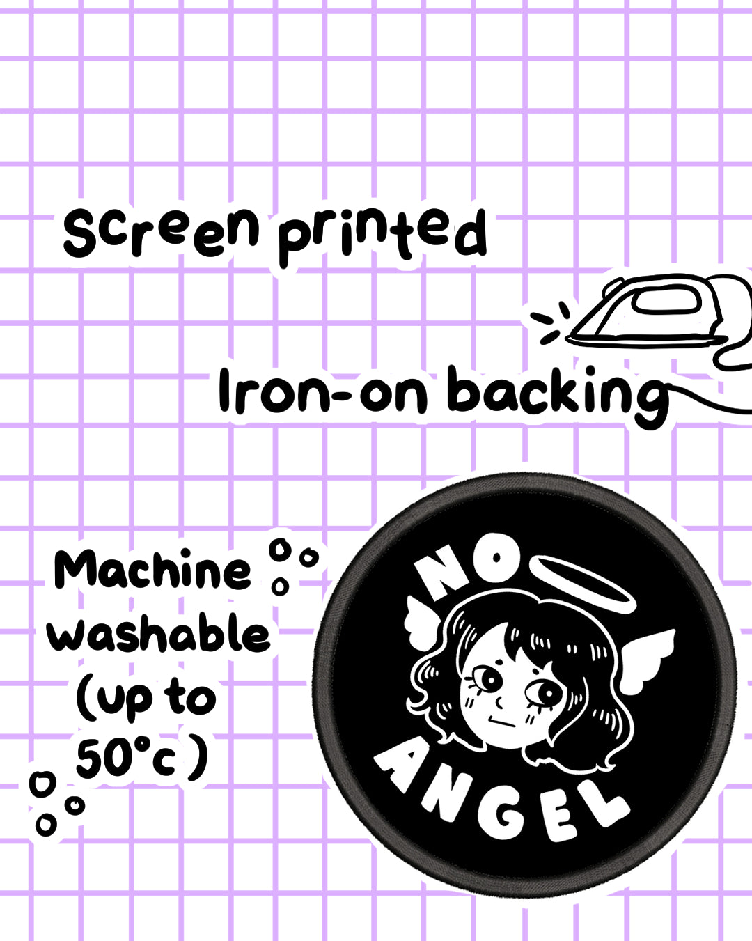 No Angel Iron-on Patch