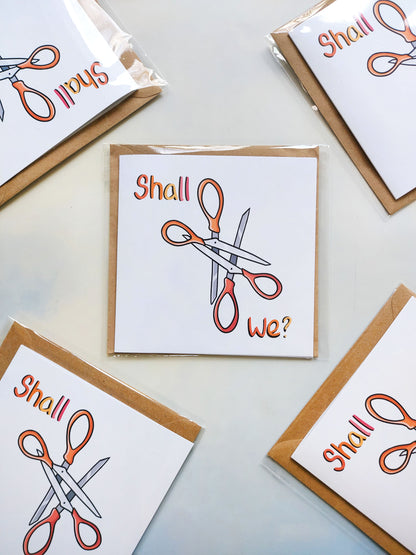 Shall We Scissor? • Funny Lesbian Greeting Card