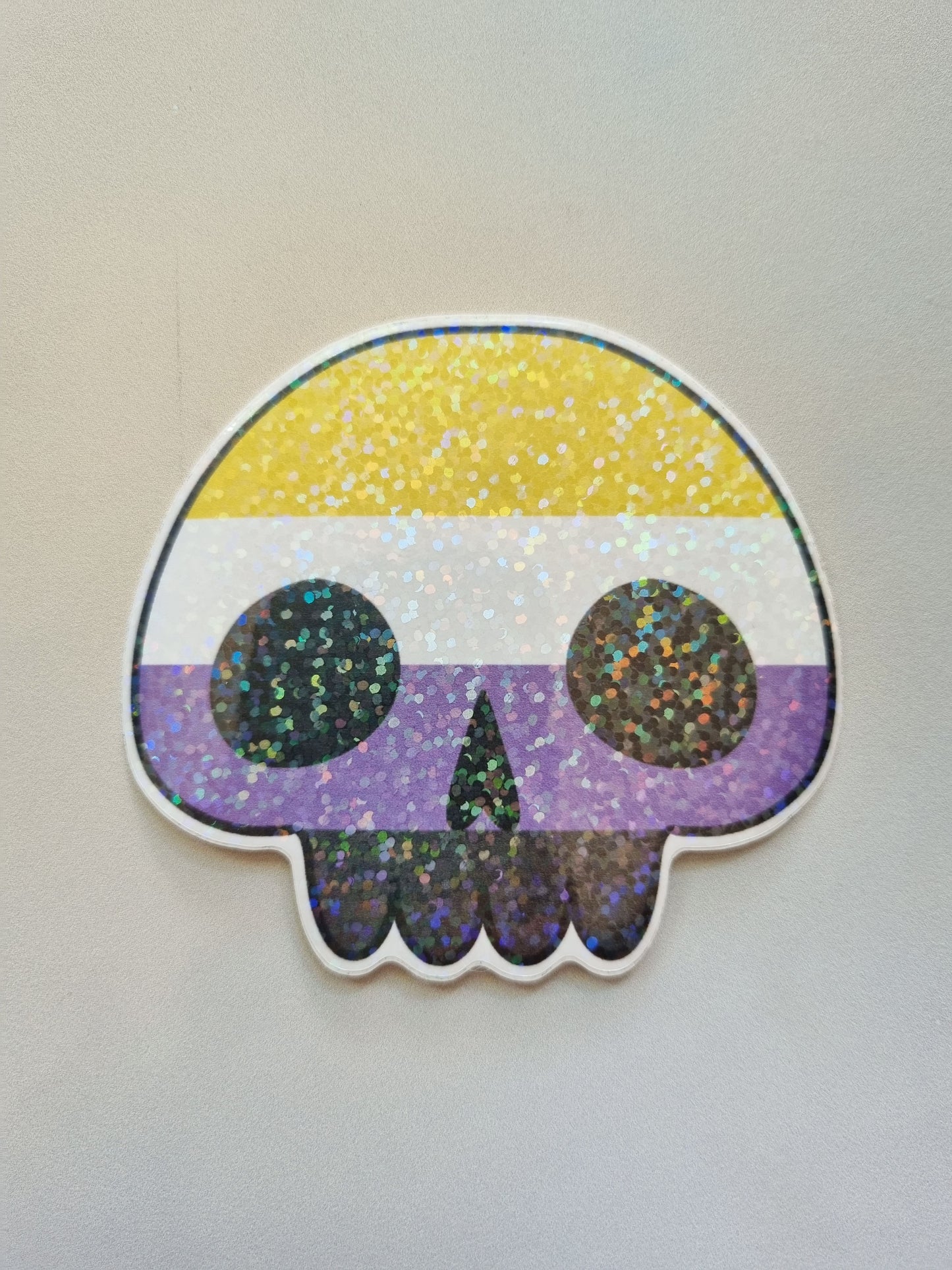 Non-binary Pride Flag Skull Stickers