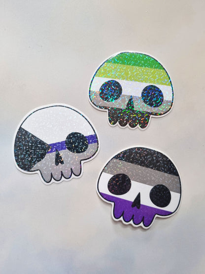 Asexual Demisexual Aromantic Skull Pride Sticker