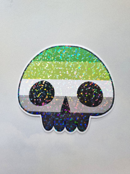 Asexual Demisexual Aromantic Skull Pride Sticker