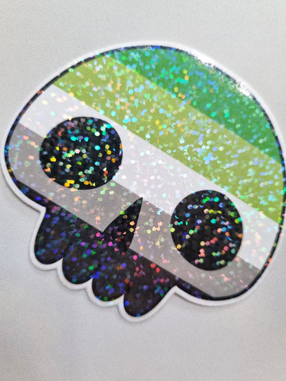 Asexual Demisexual Aromantic Skull Pride Sticker