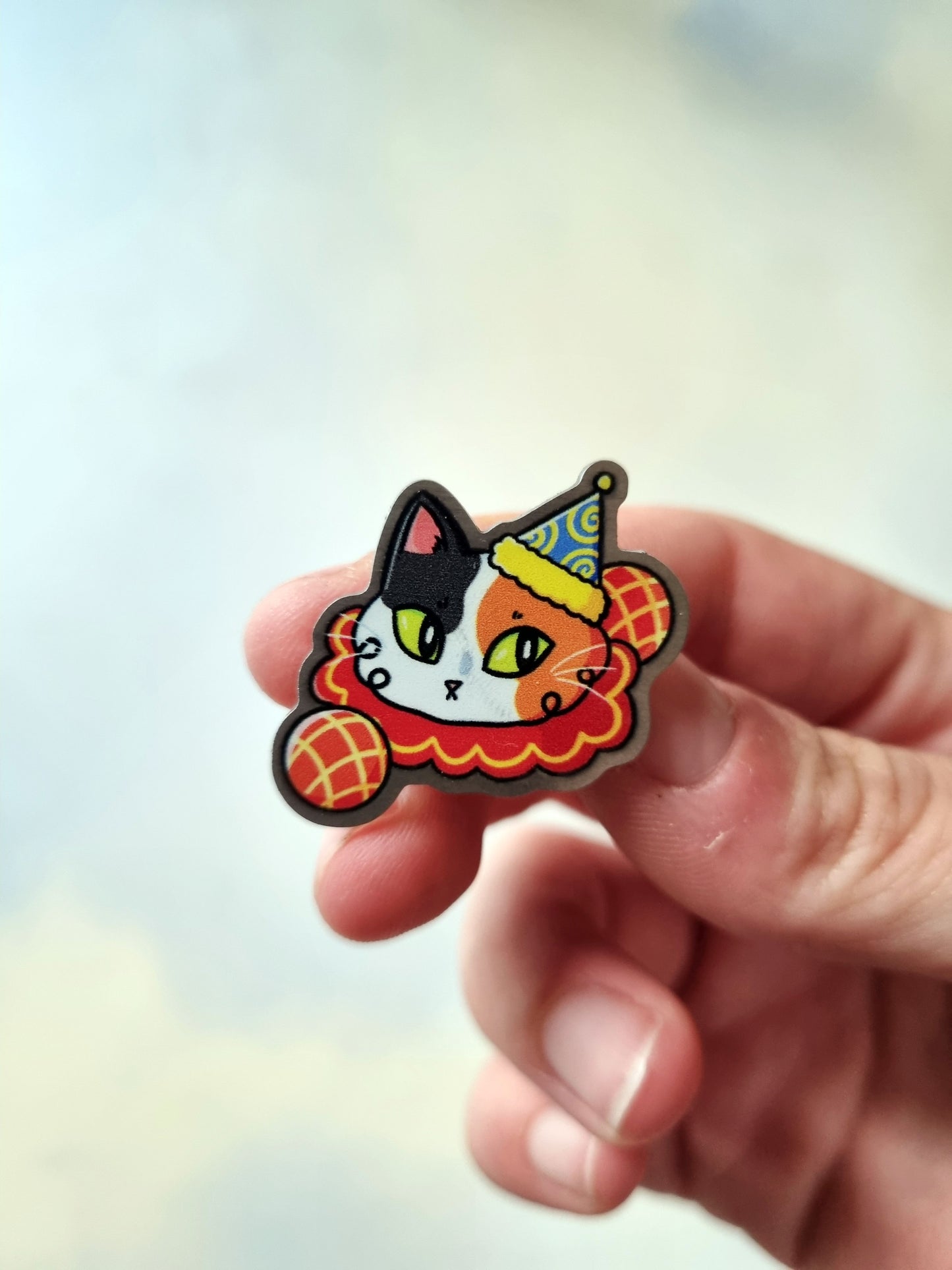 Cat-Clown Metal Pin