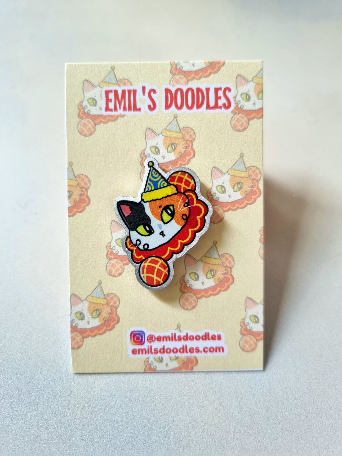 Cat-Clown Metal Pin