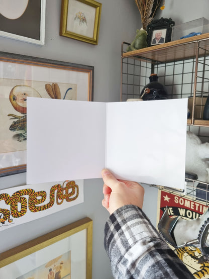 A photo showing a blank greeting card.