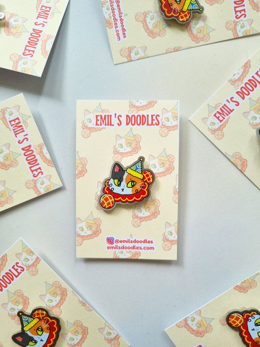 Cat-Clown Metal Pin