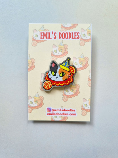 Cat-Clown Metal Pin