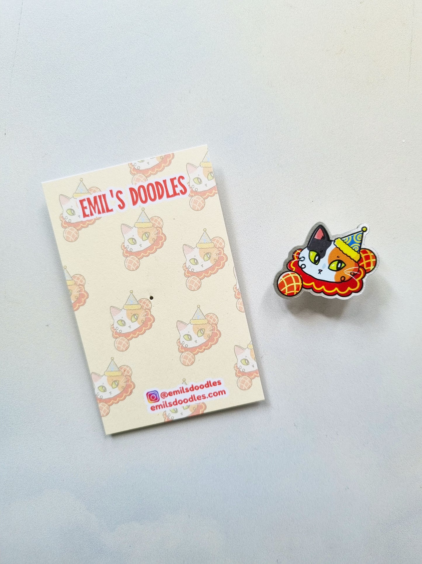 Cat-Clown Metal Pin