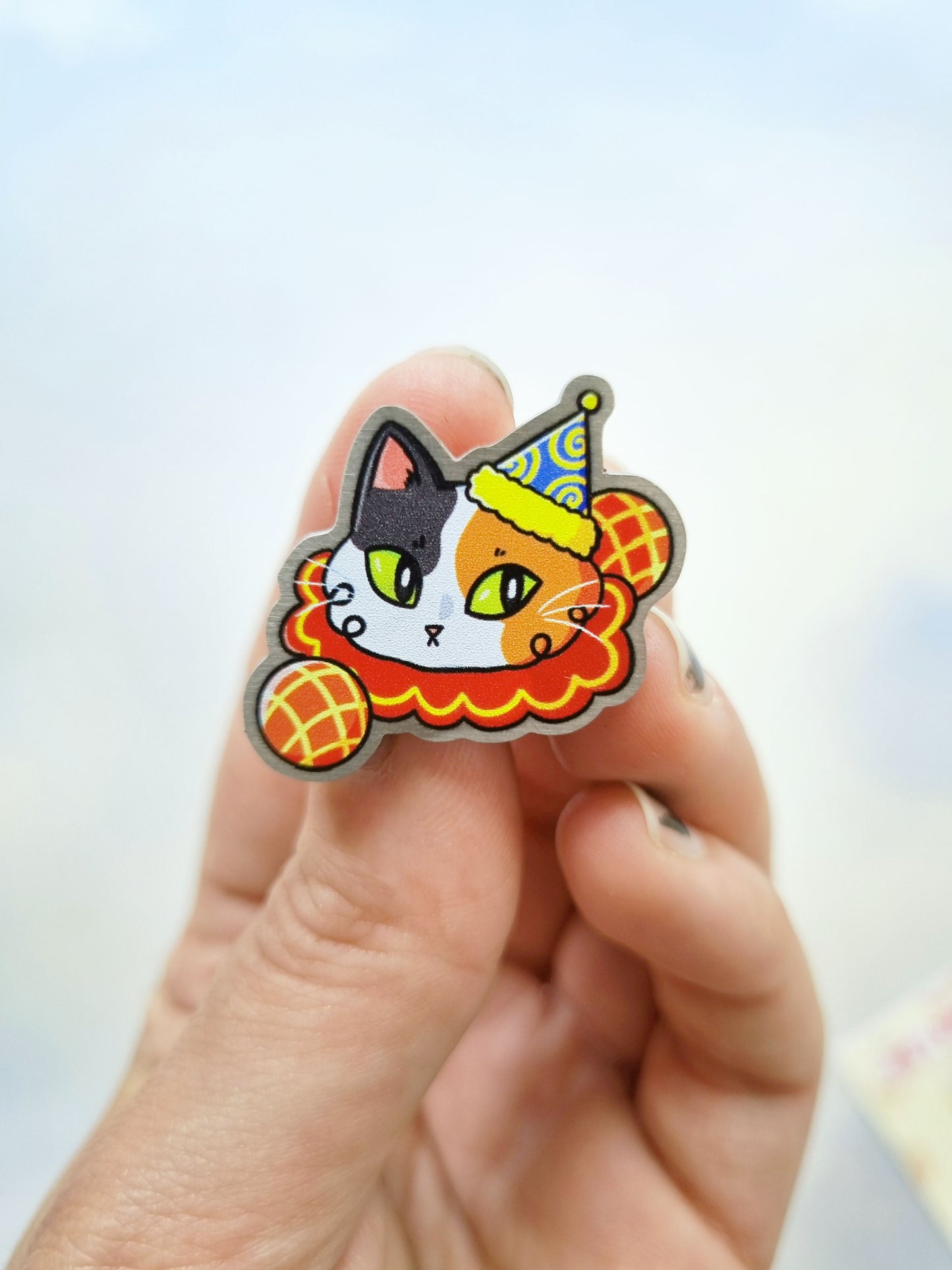 Cat-Clown Metal Pin