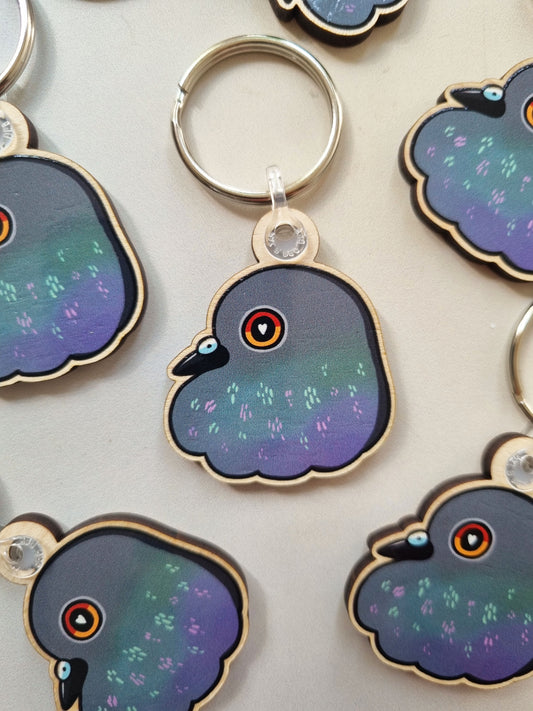 Fluffy Pigeon Keyring