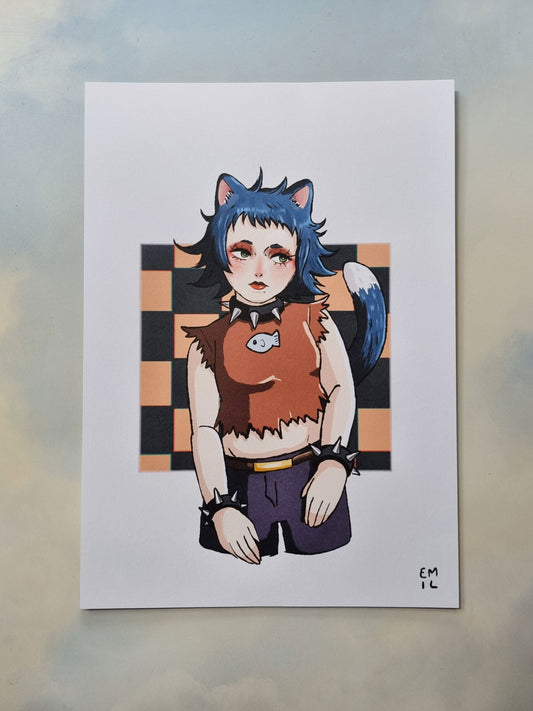 Punk Cat Girl Art Print