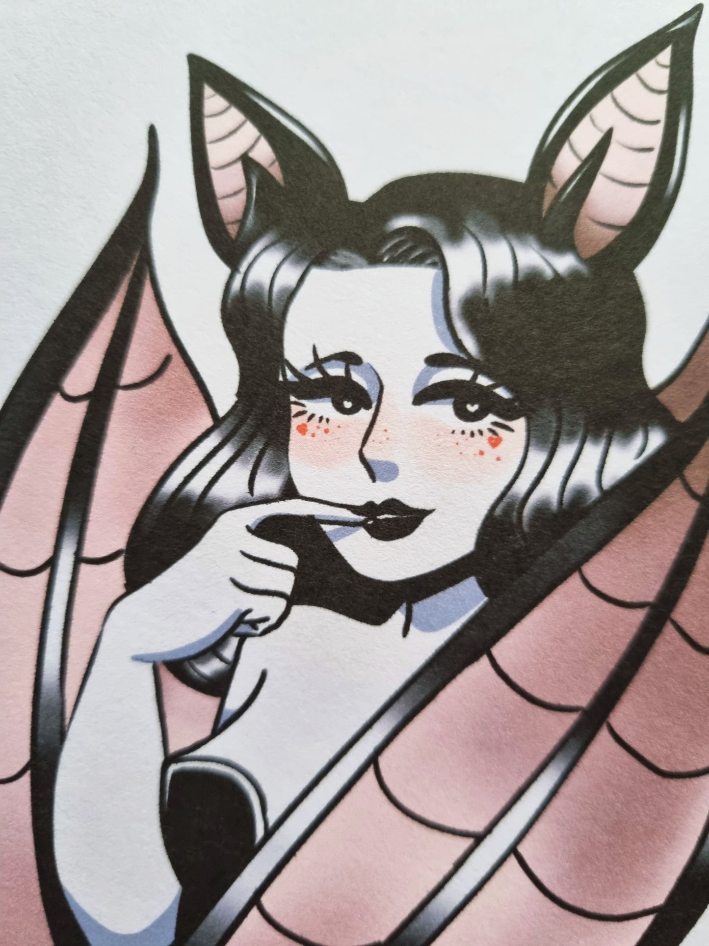 Trad Tattoo Inspired Bat Woman Print