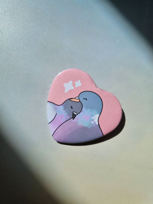 Pigeons In Love Heart Badge