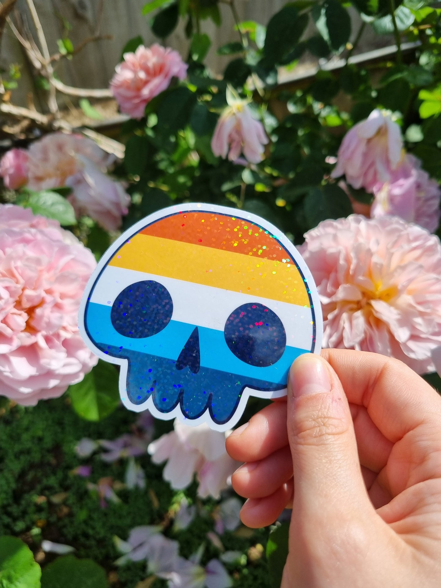 Asexual Demisexual Aromantic Skull Pride Sticker
