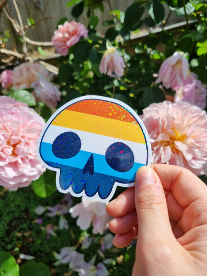 Asexual Demisexual Aromantic Skull Pride Sticker